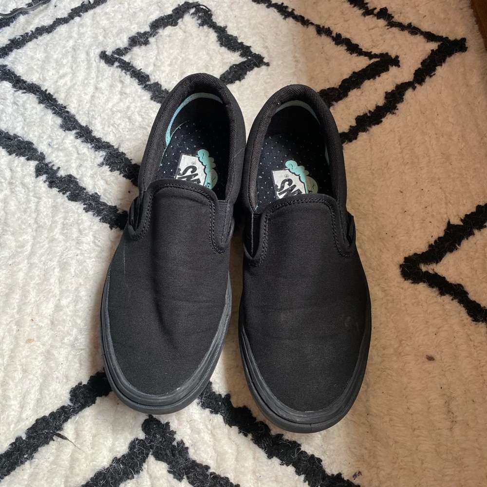 All Black Vans Slip-ons with Comfy Cush